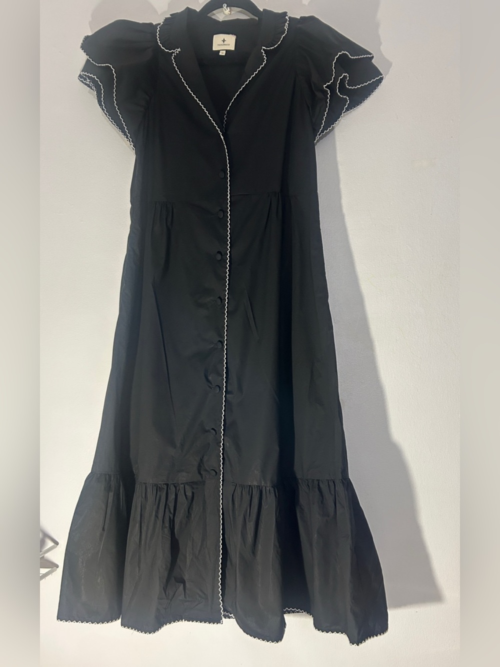 Tuckernuck Black Alice  Midi Dress with Contrast Piping size medium - Picture 4 of 9